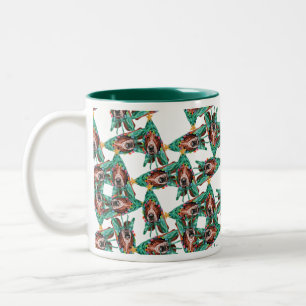 Tasse 2 Couleurs Funny Basset Hound Motif de Noël