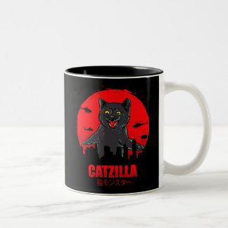Tasse 2 Couleurs Funny Cat Japanese Themed Catzilla Monster