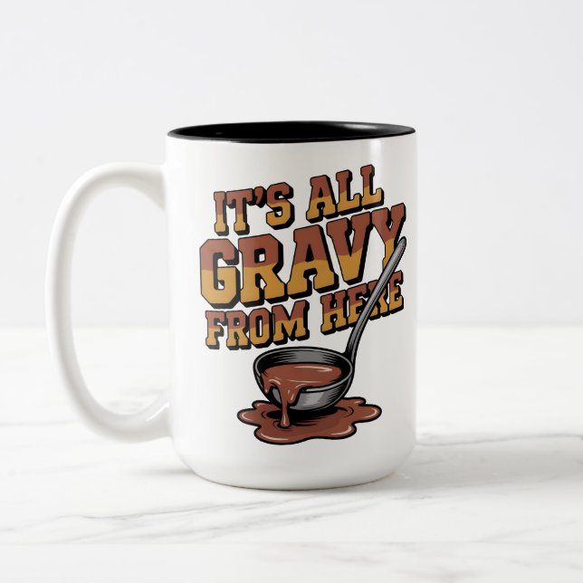 Tasse 2 Couleurs Funny Gravy Thanksgiving  - Retro Foodie Tee (Gauche)