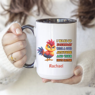 Tasse 2 Couleurs Funny "Idiots Happen" Angry Rooster Personnalisé