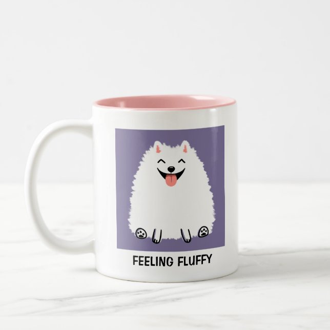 Tasse 2 Couleurs Funny Poméranien Feint Fluffy Pom-tastic Custom (Gauche)
