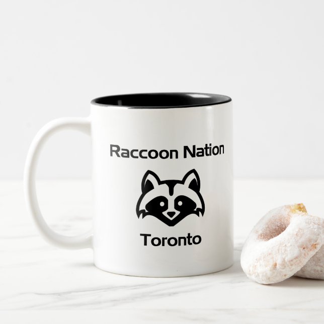 Tasse 2 Couleurs Funny Raccoon Nation Toronto Light Monotone (Avec donut)