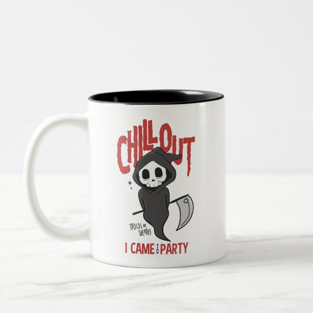 Tasse 2 Couleurs Funny Sarcastique GrimReaper Halloween Party (Gauche)