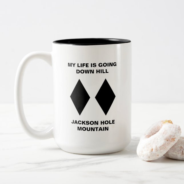 Tasse 2 Couleurs Funny Ski ma vie descend colline diamant noir (Avec donut)