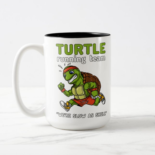Tasse 2 Couleurs Funny Turtle Running Team Cardio Exercice (Gauche)