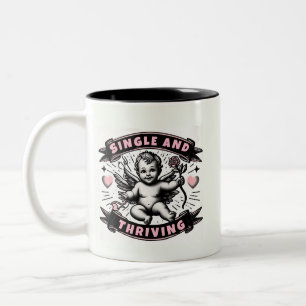 Tasse 2 Couleurs Funny Valentines, célibataire et prospère cupide