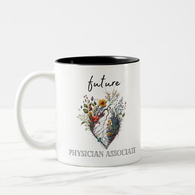 Tasse 2 Couleurs Futur Médecin Associer Fleurs de dessin cardiaque (Gauche)