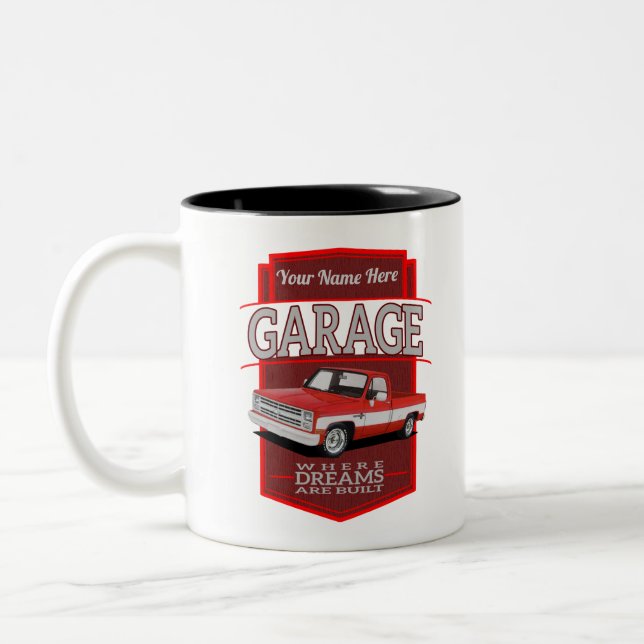 Tasse 2 Couleurs garage rétro personnalisé c10 (Gauche)