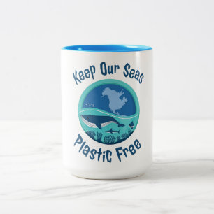 Tasse 2 Couleurs Gardez Nos Mers En Plastique Gratuit