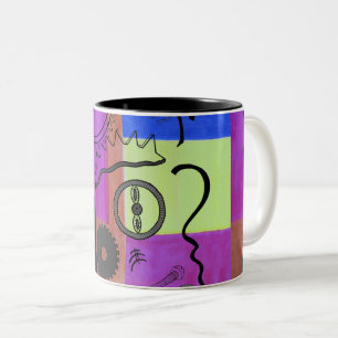 Tasse 2 Couleurs Gear bleu rose clair géométrique Abstraite