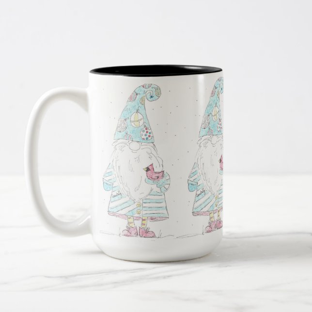 Tasse 2 Couleurs Gène de Noël avec cardinal (Gauche)