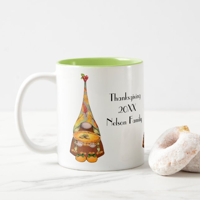 Tasse 2 Couleurs Génome d'aquarelle de Thanksgiving (Avec donut)