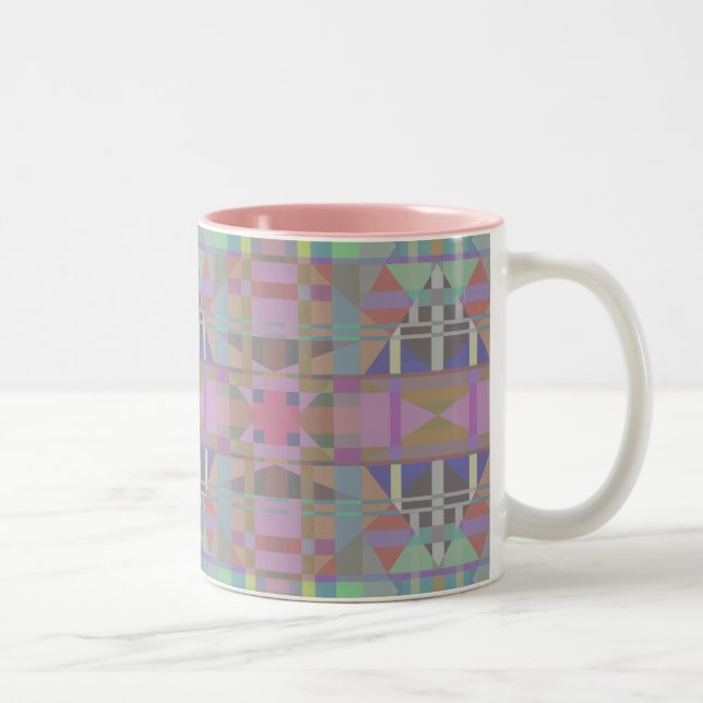 Tasse 2 Couleurs Géométrique vert violet rose (Droit)