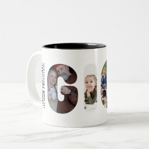 Tasse 2 Couleurs Gigi Collage de Photos Personnalisé Grand-mère