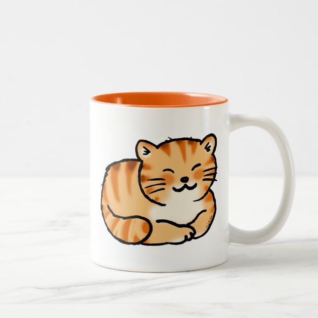 Tasse 2 Couleurs gingembre pelucheux mignon et chat blanc (Droit)