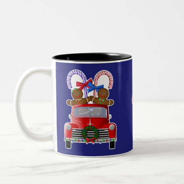 Tasse 2 Couleurs Gingerbread and Candy Canes Little Red Truck (Gauche)