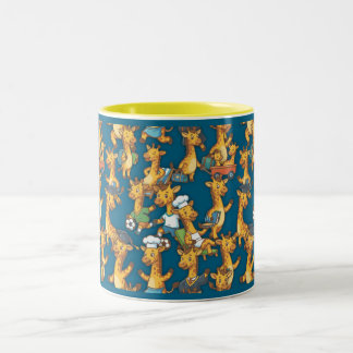 Tasse 2 Couleurs Girafe de dessin animé mignon Rôles Motif sans cou