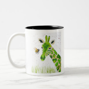Tasse 2 Couleurs Girafe verte mignonne et une abeille de gaffer