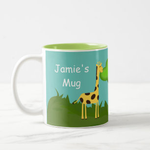 Tasse 2 Couleurs Giraffe mignonne et arbre Boug de café personnali