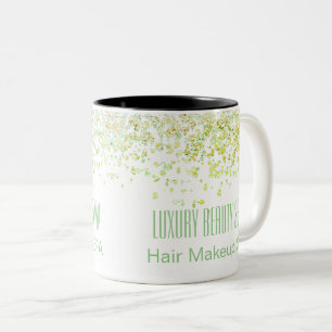 Tasse 2 Couleurs Girly Green & Gold Glittery Salon de beauté de lux