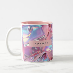 Tasse 2 Couleurs Glace Rose Iridescente Personnalisée avec Reflet S