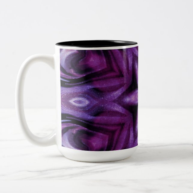 Tasse 2 Couleurs Glitterie Purple Kaleidoscope Coeurs Gradient (Gauche)
