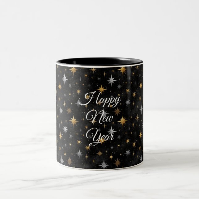Tasse 2 Couleurs Glitzy Gold Silver Black Sparkle New Year (Centre)