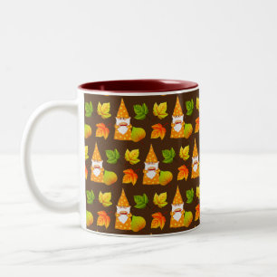 Tasse 2 Couleurs Gnome mignonne et beaux feuilles d'automne sur Bro