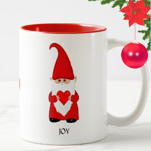 Tasse 2 Couleurs Gnome mignonne habillé en rouge avec coeur