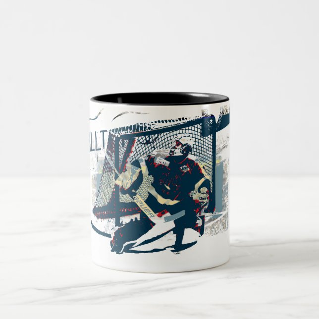 Tasse 2 Couleurs Goalie - Joueur de hockey sur glace (Centre)