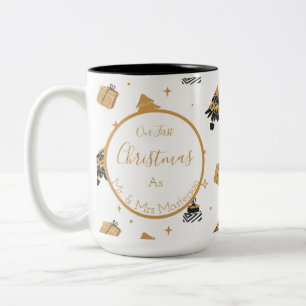 Tasse 2 Couleurs Gold Black First Christmas Tree Motif M. et Mme.