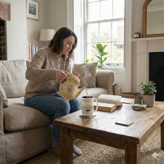 Tasse 2 Couleurs Golden Hour Mist & Boat Scenery, 15 oz