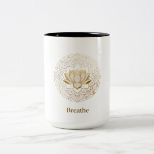 Tasse 2 Couleurs Golden Lotus Mandala "Respirer" Yoga & Méditation 