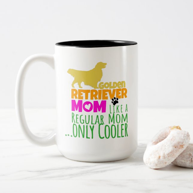 Tasse 2 Couleurs Golden Retriever Maman Comme Maman Régulière Seule (Avec donut)