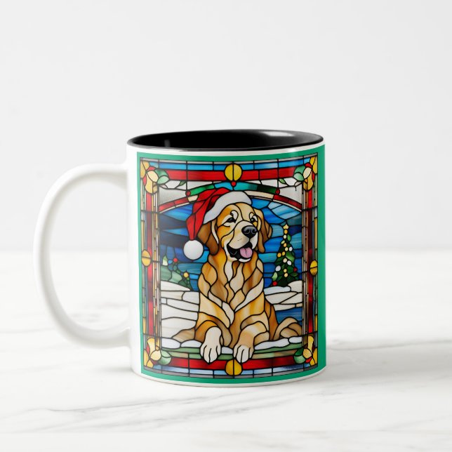 Tasse 2 Couleurs Golden Retriever Verre de Noël (Gauche)