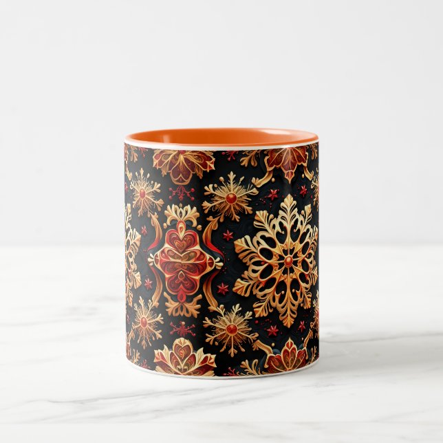 Tasse 2 Couleurs Golden Snowflakes Elegant  Winter holidays Design  (Centre)