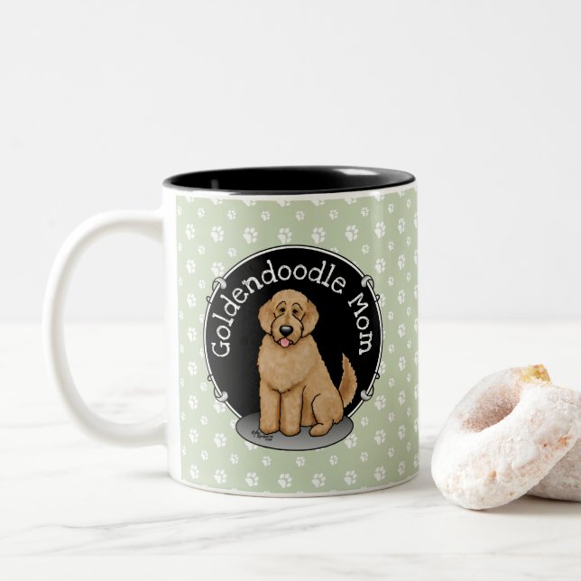 Tasse 2 Couleurs Goldendoodle Mom Doodle Mom (rouge doré) (Avec donut)