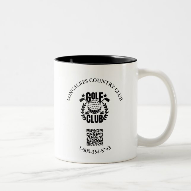 Tasse 2 Couleurs Golf Club League Téléphone Logo Code QR (Droit)
