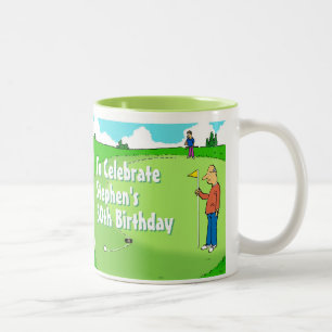 Tasse 2 Couleurs Golfeur avec un coup roulé manqué à personnaliser