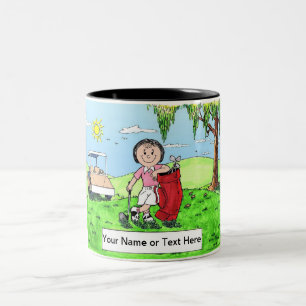 Tasse 2 Couleurs Golfeur personnalisé - Dessin féminin