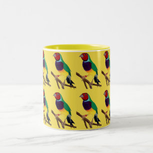 Tasse 2 Couleurs ~ Gouldian Finch ~ Art original ~ Café à deux tons