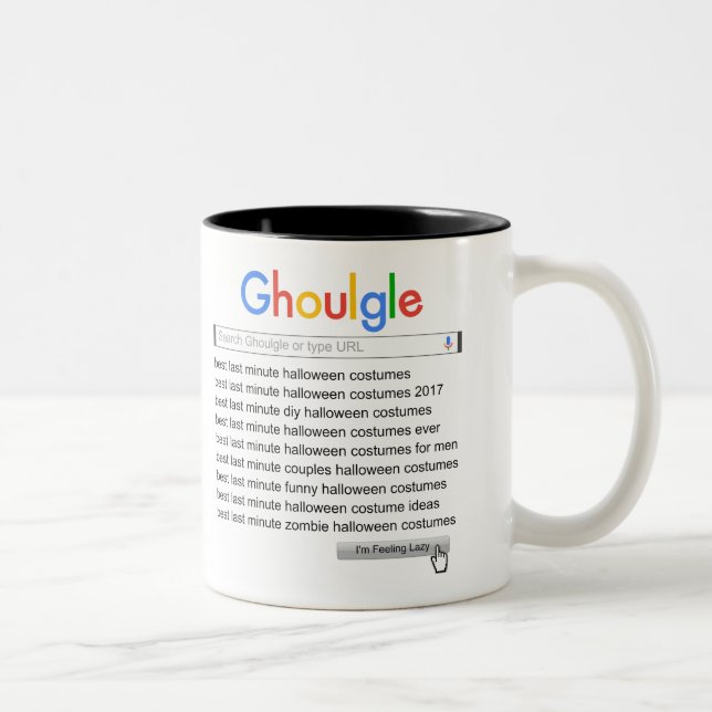 Tasse 2 Couleurs Goulgle Dernière minute Halloween Costume Recherch (Droit)