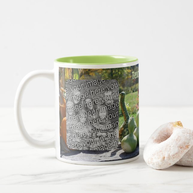 Tasse 2 Couleurs Gourds Et Citrouilles Fall Ajouter Votre Photo (Avec donut)