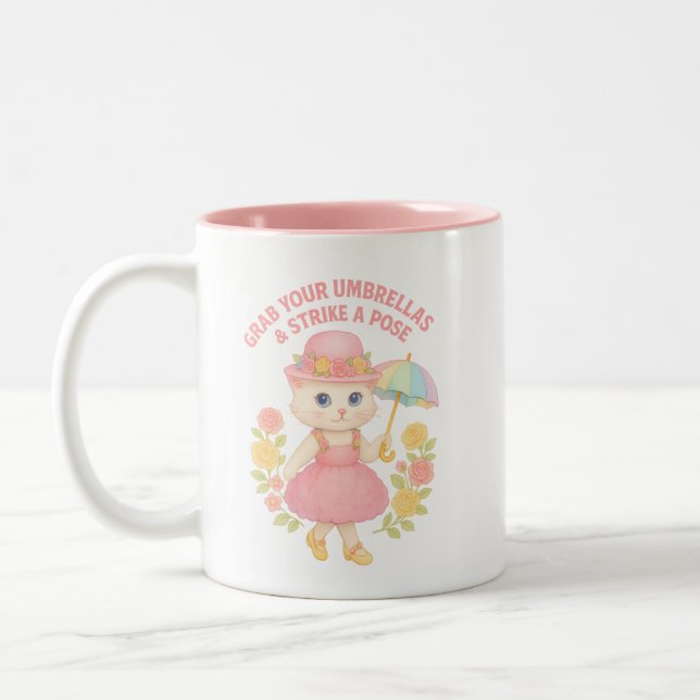 Tasse 2 Couleurs Grab Your Umbrellas Kitty Design (Gauche)