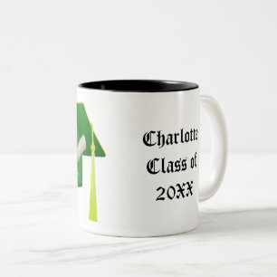 Tasse 2 Couleurs Graduation Green Casquette Class of 20XX Ajouter u