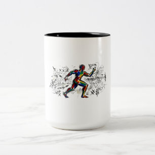 Tasse 2 Couleurs Graffiti d'art de rue d'un coureur abstrait