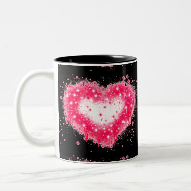 Tasse 2 Couleurs Graffiti peinture rose brillant design coeur (Gauche)