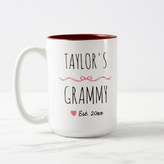 Tasse 2 Couleurs Grammy Rose Personnalisé Nom et Année de Création