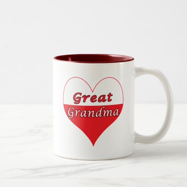 Tasse 2 Couleurs Grand grand-mère Coeur polonais (Droit)