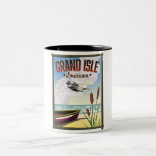 Tasse 2 Couleurs Grand Isle, Louisiane Affiche de voyage
